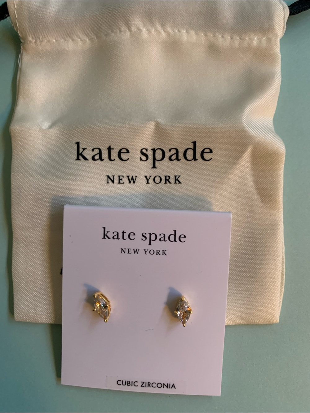 kate spade Gold Leaf Cubic Zirconia Stud Earrings